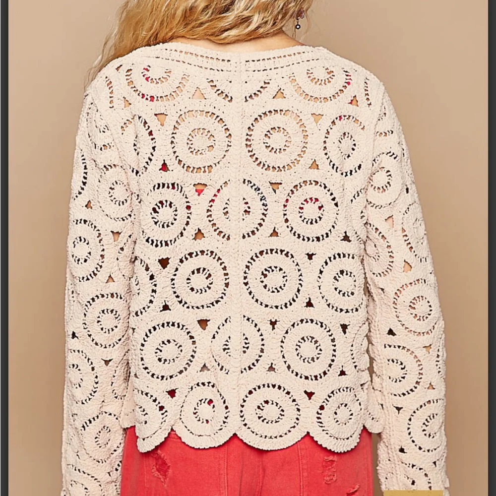 BP20🌟POL perfection in v-beck long sleeve cardi-stonewashed w/open embro… - Picture 4 of 11